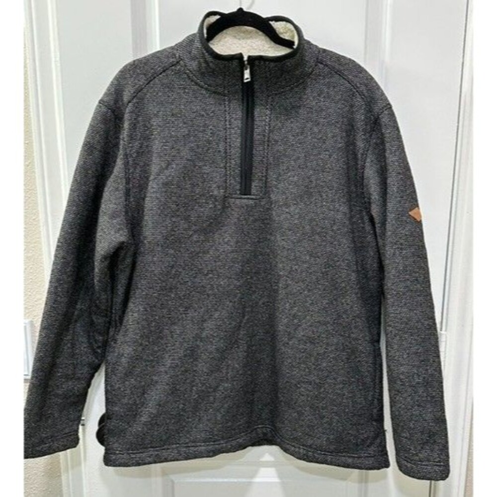 Orvis Classic Collection Sherpa Lined Quarter Zip Pullover Men's L Gray Fleece